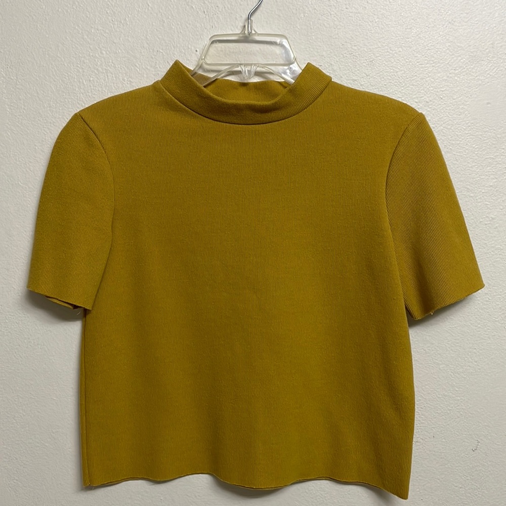 Zara Trafaluc Cropped Neck Mustard Top